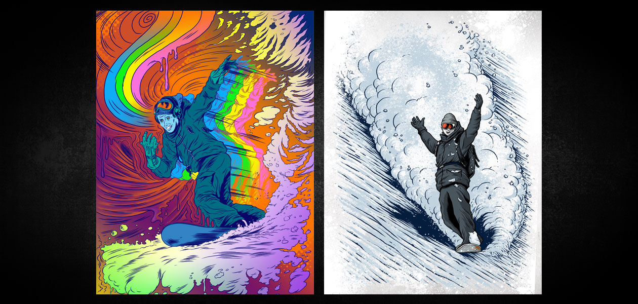 SNOWBOARD MAGAZINE: Snowboard Magazine Editorial Illustrations